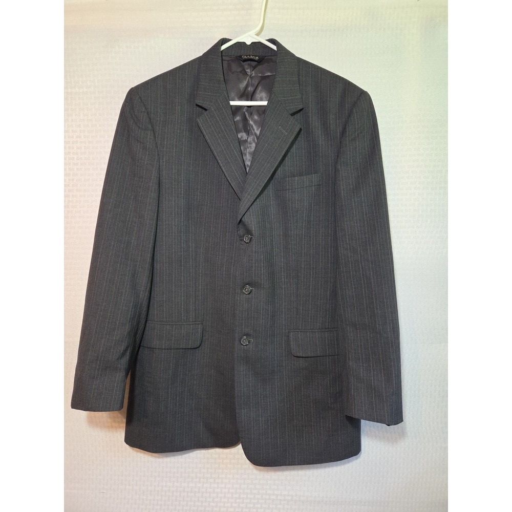 Jos A Bank Mens 43 Gray Brown Stripe 100 Percent Wool Suit Jacket Blazer Coat